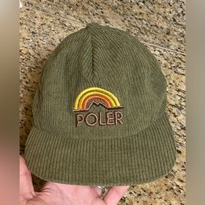 Poler Camp Vibes Olive Green Corduroy 5 Panel Hat Outdoor Hiking Casual OSFM